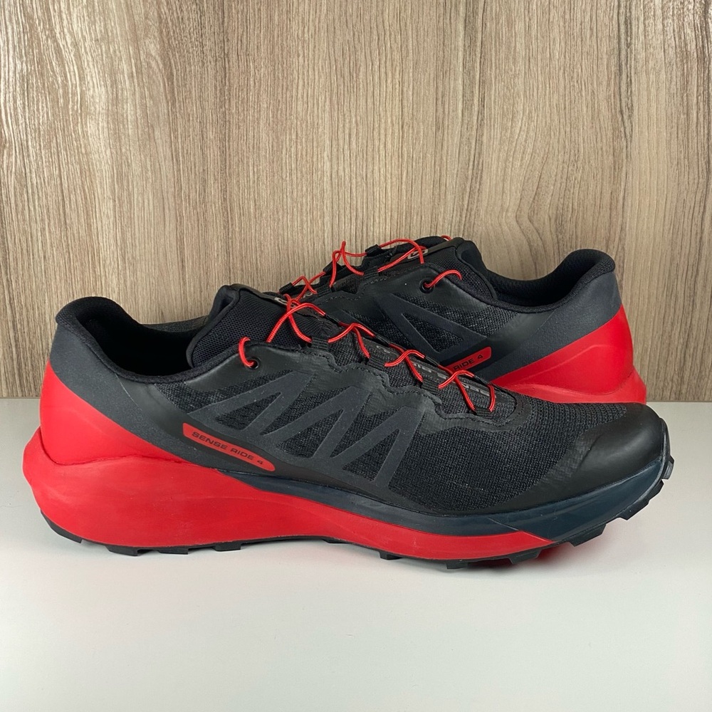 Salomon Sense Ride 4 Black/Red Running Hiking Shoes 413781 Men’s Size 11 - Picture 6 of 9
